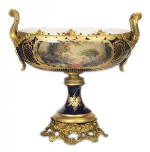 Casa Padrino Barock Porzellan Schale Kobalt / Gold - Grand Decor - 40 x 45 cm Casa Padrino Barock Porzellan Schale Kobalt / Gold - Grand Decor - 40 x 45 cm
