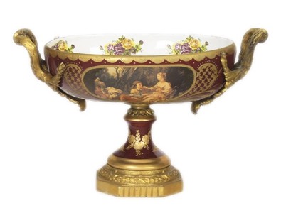 Casa Padrino Baroque Porcelain Bowl Bordeaux Red / Gold W40 H37 cm - Luxury Table Decoration