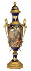 Casa Padrino Set 2 Calici Barocchi in Porcellana Cobalto / Oro, 20 x 58 cm - Decorazione di Lusso per Ambienti Raffinati Casa Padrino Set 2 Calici Barocchi in Porcellana Cobalto / Oro, 20 x 58 cm - Decorazione di Lusso per Ambienti Raffinati