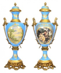 Casa Padrino Set di Coppe Barocche in Porcellana Azzurro / Oro L26 A63 cm (2 Pezzi) - Grand Decor - Decorazione Hotel Casa Padrino Set di Coppe Barocche in Porcellana Azzurro / Oro L26 A63 cm (2 Pezzi) - Grand Decor - Decorazione Hotel