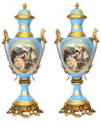 Casa Padrino Set di Coppe Barocche in Porcellana Azzurro / Oro L26 A63 cm (2 Pezzi) - Grand Decor - Decorazione Hotel Casa Padrino Set di Coppe Barocche in Porcellana Azzurro / Oro L26 A63 cm (2 Pezzi) - Grand Decor - Decorazione Hotel