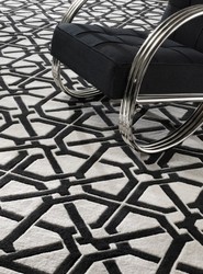 Casa Padrino alfombra de lujo negro / blanco - Diferentes Tamaños - Alfombra de sala de estar aterciopelada suave y tejida a mano hecha de 100% lana de Nueva Zelanda - Alta Calidad