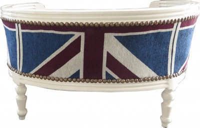 Casa Padrino Barock Hunde & Katzen Sofa Union Jack / Creme - Luxus Haustierbett - 71,5 x 53 x 41 cm