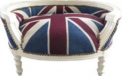 Casa Padrino Baroque Dog & Cat Sofa Union Jack / Cream - Luxury Pet Bed - 71.5 x 53 x 41 cm