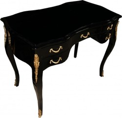 Casa Padrino Bureau Baroque de Luxe en Noir Brillant et Or, 100 x 58 x 80 cm, Secrétaire Fait Main