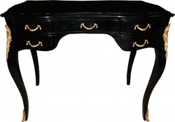 Casa Padrino Bureau Baroque de Luxe en Noir Brillant et Or, 100 x 58 x 80 cm, Secrétaire Fait Main