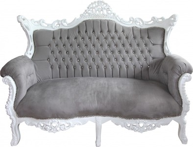 Barock Sofa 2er Wohnzimmer Couch Grau Weiß Bling Bling Glitzersteine Antik Stil Graues Lounge Möbel Furniture Luxury Baroque Grey White Sofa Interior Luxury Luxus Barock Sofa 2er Wohnzimmer Couch Grau Weiß Bling Bling Glitzersteine Antik Stil Graues Lounge Möbel Furniture Luxury Baroque Grey White Sofa Interior Luxury Luxus