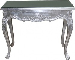 Casa Padrino Console Baroque Argentée avec Tiroirs, Coiffeuse Style Antique, 101 x 44 x 84 cm Casa Padrino Console Baroque Argentée avec Tiroirs, Coiffeuse Style Antique, 101 x 44 x 84 cm