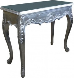 Casa Padrino Console Baroque Argentée avec Tiroirs, Coiffeuse Style Antique, 101 x 44 x 84 cm Casa Padrino Console Baroque Argentée avec Tiroirs, Coiffeuse Style Antique, 101 x 44 x 84 cm