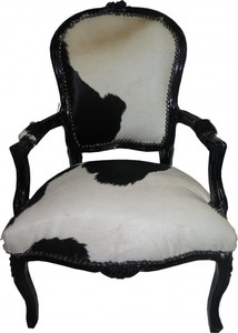 Casa Padrino Baroque Salon Cowhide Black & White / Black - furniture antique style Casa Padrino Baroque Salon Cowhide Black & White / Black - furniture antique style