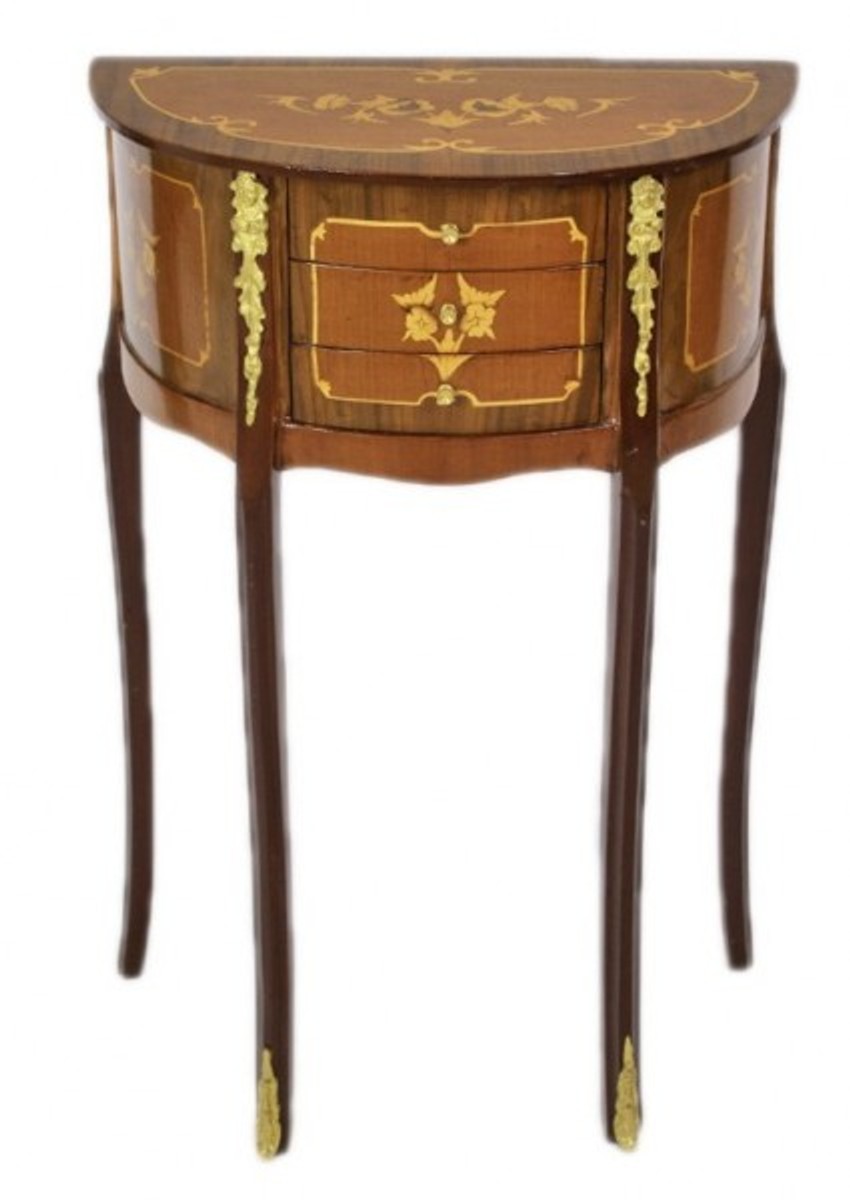 Casa Padrino Baroque chest mahogany inlaid / Gold with 3 drawers - bedside table antique style Casa Padrino Baroque chest mahogany inlaid / Gold with 3 drawers - bedside table antique style