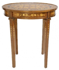 Casa Padrino Mesa auxiliar barroca caoba con incrustaciones H80 x 50cm - Estilo Luis XVI - Muebles