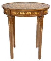 Casa Padrino Mesa auxiliar barroca caoba con incrustaciones H80 x 50cm - Estilo Luis XVI - Muebles Casa Padrino Mesa auxiliar barroca caoba con incrustaciones H80 x 50cm - Estilo Luis XVI - Muebles