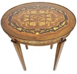Casa Padrino Mesa auxiliar barroca caoba con incrustaciones H80 x 50cm - Estilo Luis XVI - Muebles Casa Padrino Mesa auxiliar barroca caoba con incrustaciones H80 x 50cm - Estilo Luis XVI - Muebles
