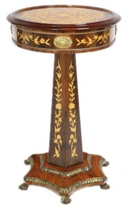 Casa Padrino Mesa auxiliar barroca caoba marquetería H110 x 55 cm - Estilo Luis XVI