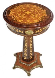 Casa Padrino Mesa auxiliar barroca caoba marquetería H110 x 55 cm - Estilo Luis XVI Casa Padrino Mesa auxiliar barroca caoba marquetería H110 x 55 cm - Estilo Luis XVI