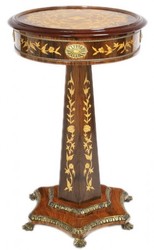 Casa Padrino Mesa auxiliar barroca caoba marquetería H110 x 55 cm - Estilo Luis XVI Casa Padrino Mesa auxiliar barroca caoba marquetería H110 x 55 cm - Estilo Luis XVI