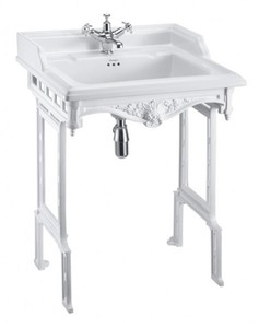 Casa Padrino Lavabo de pedestal Art Nouveau Blanco - Lavabo de lujo en porcelana y aluminio - 890 x 650 x 575 mm Casa Padrino Lavabo de pedestal Art Nouveau Blanco - Lavabo de lujo en porcelana y aluminio - 890 x 650 x 575 mm