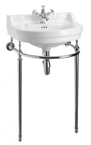 Casa Padrino Lavabo sur pied Art Nouveau Blanc / Chrome, 56 cm - Vasque Art Déco de luxe avec pied en laiton Casa Padrino Lavabo sur pied Art Nouveau Blanc / Chrome, 56 cm - Vasque Art Déco de luxe avec pied en laiton