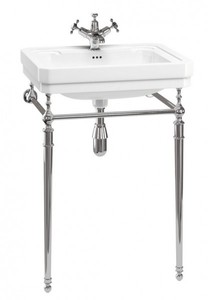 Casa Padrino Lavabo sur pied Art Nouveau Blanc / Chrome Mod4 - Vasque Art Déco en Porcelaine et Laiton Chromé, 900 x 585 x 470 mm Casa Padrino Lavabo sur pied Art Nouveau Blanc / Chrome Mod4 - Vasque Art Déco en Porcelaine et Laiton Chromé, 900 x 585 x 470 mm