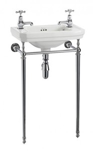 Casa Padrino Nouveau prior guest toilet washbasin white / chrome B 51cm with 2 tap holes Mod2 - Art Deco washbasin baroque antique style Casa Padrino Nouveau prior guest toilet washbasin white / chrome B 51cm with 2 tap holes Mod2 - Art Deco washbasin baroque antique style