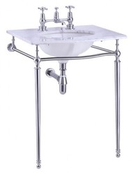 Casa Padrino luxury Nouveau Stand Vanity White / Chrome with marble top B 65cm - Art Deco antique wash basin baroque style Casa Padrino luxury Nouveau Stand Vanity White / Chrome with marble top B 65cm - Art Deco antique wash basin baroque style
