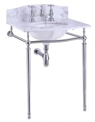 Casa Padrino Lavabo de pie Art Nouveau Lujo Blanco / Cromo con encimera de mármol A 65cm con salpicadero Casa Padrino Lavabo de pie Art Nouveau Lujo Blanco / Cromo con encimera de mármol A 65cm con salpicadero