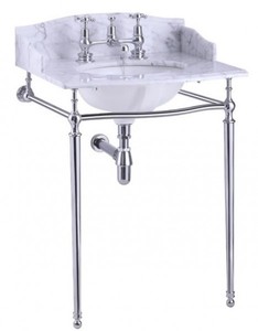 Casa Padrino luxury Nouveau Stand Vanity White / Chrome with marble top B 65cm with splash back and sides - Art Deco washbasin baroque antique style Casa Padrino luxury Nouveau Stand Vanity White / Chrome with marble top B 65cm with splash back and sides - Art Deco washbasin baroque antique style