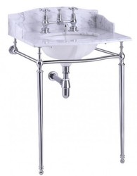 Casa Padrino luxury Nouveau Stand Vanity White / Chrome with marble top B 65cm with splash back and sides - Art Deco washbasin baroque antique style Casa Padrino luxury Nouveau Stand Vanity White / Chrome with marble top B 65cm with splash back and sides - Art Deco washbasin baroque antique style