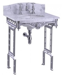 Casa Padrino Lavabo de pedestal Art Nouveau de lujo Blanco / Aluminio con tapa de mármol 650 x 575 x 957 mm Casa Padrino Lavabo de pedestal Art Nouveau de lujo Blanco / Aluminio con tapa de mármol 650 x 575 x 957 mm