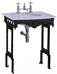 Casa Padrino Lavabo de pedestal Art Nouveau de lujo Blanco / Negro con encimera de mármol 650 x 575 x 805 mm