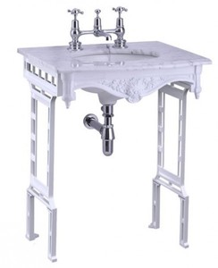 Casa Padrino Lavabo de pedestal Art Nouveau de lujo Blanco con encimera de mármol, 650 x 575 x 805 mm Casa Padrino Lavabo de pedestal Art Nouveau de lujo Blanco con encimera de mármol, 650 x 575 x 805 mm