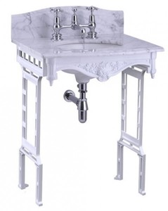 Casa Padrino Lavabo a colonna Art Nouveau di lusso bianco con piano in marmo e paraschizzi, 650 x 575 x 957 mm