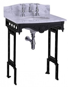 Casa Padrino Lavabo sur pied de luxe Art Nouveau Blanc / Noir avec plateau en marbre, Hauteur 805 mm, Largeur 650 mm, Profondeur 575 mm, Hauteur avec dosseret 957 mm Casa Padrino Lavabo sur pied de luxe Art Nouveau Blanc / Noir avec plateau en marbre, Hauteur 805 mm, Largeur 650 mm, Profondeur 575 mm, Hauteur avec dosseret 957 mm
