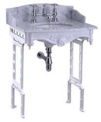 Casa Padrino Lavabo de pedestal de lujo estilo Art Nouveau Blanco / Blanco con encimera de mármol, 650 x 575 x 957 mm