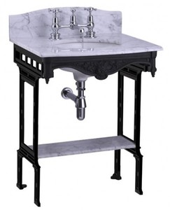 Casa Padrino Lavabo de pedestal Art Nouveau de lujo Blanco / Negro con encimera de mármol, altura 957 mm Casa Padrino Lavabo de pedestal Art Nouveau de lujo Blanco / Negro con encimera de mármol, altura 957 mm