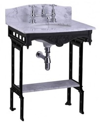 Casa Padrino Lavabo de pedestal Art Nouveau de lujo Blanco / Negro con encimera de mármol, altura 957 mm Casa Padrino Lavabo de pedestal Art Nouveau de lujo Blanco / Negro con encimera de mármol, altura 957 mm