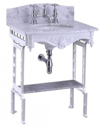 Casa Padrino Lavabo a colonna di lusso Art Nouveau bianco con piano in marmo, paraschizzi e ripiano, 650 x 575 x 957 mm Casa Padrino Lavabo a colonna di lusso Art Nouveau bianco con piano in marmo, paraschizzi e ripiano, 650 x 575 x 957 mm