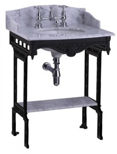 Casa Padrino Lavabo a colonna Art Nouveau di lusso Bianco / Nero con piano in marmo, Altezza 957 mm