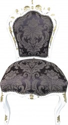 Patrón Casa Padrino Silla de comedor barroca Negro / oro blanco - Muebles Antiguos Patrón Casa Padrino Silla de comedor barroca Negro / oro blanco - Muebles Antiguos
