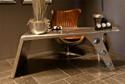 Casa Padrino luxury designer desk Aviator Desk Aluminum Aircraft Wing Art Deco Vintage Plane Casa Padrino luxury designer desk Aviator Desk Aluminum Aircraft Wing Art Deco Vintage Plane