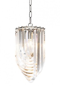 Casa Padrino Suspension Art Deco Murano en Acrylique et Métal Nickelé - 25 cm x H 50 cm Casa Padrino Suspension Art Deco Murano en Acrylique et Métal Nickelé - 25 cm x H 50 cm