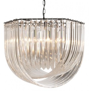 Casa Padrino Suspension Art Deco Murano, Acrylique et Métal Nickelé, 65 x 75 cm, Hauteur 55 cm Casa Padrino Suspension Art Deco Murano, Acrylique et Métal Nickelé, 65 x 75 cm, Hauteur 55 cm
