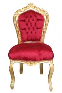 Casa Padrino Baroque dining room chair bordeaux / gold without armrests Casa Padrino Baroque dining room chair bordeaux / gold without armrests