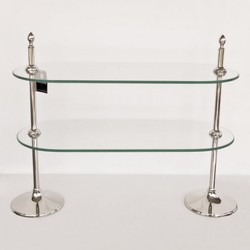 Casa Padrino Estantería de lujo niquelada - Mueble de acero inoxidable y cristal, Plata, 74 x 26 x 57 cm Casa Padrino Estantería de lujo niquelada - Mueble de acero inoxidable y cristal, Plata, 74 x 26 x 57 cm