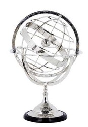 Casa Padrino Globo di Lusso Stile Art Deco Finitura Nichel Argento Altezza 29 cm - Decorazione Elegante