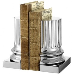 Casa Padrino Set de sujetalibros de lujo columnas acabado níquel - 15 x 7,5 x H. 18,5 cm - Decoración en latón macizo Casa Padrino Set de sujetalibros de lujo columnas acabado níquel - 15 x 7,5 x H. 18,5 cm - Decoración en latón macizo