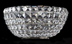 Casa Padrino Baroque Crystal Wall Lamp Nickel 25.5 x H 12.5 cm Antique Style - Luxury Wall Light Casa Padrino Baroque Crystal Wall Lamp Nickel 25.5 x H 12.5 cm Antique Style - Luxury Wall Light