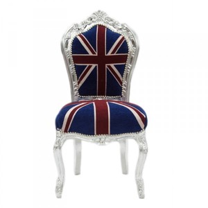 Casa Padrino Baroque Armchair Union Jack / Silver - furniture antique style Casa Padrino Baroque Armchair Union Jack / Silver - furniture antique style