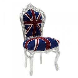 Casa Padrino Barock Esszimmer Stuhl Union Jack Silber England UK Silver Casa Padrino Barock Esszimmer Stuhl Union Jack Silber England UK Silver